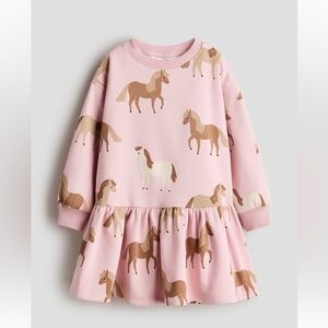 H&M Pink Horse Print sweater Dress 5-6T
